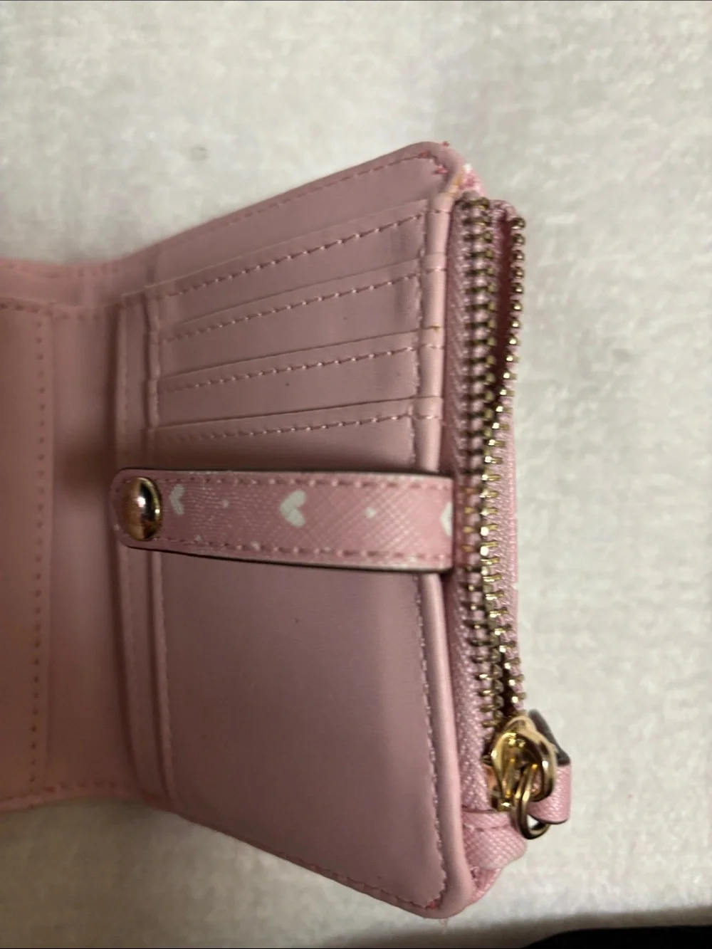 Nanette Lepore Wallet Pink/White Hearts Snap